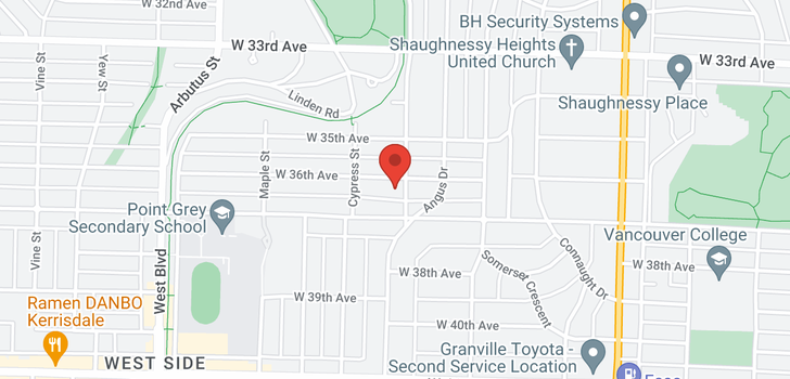 map of 1822 W 36TH AVENUE